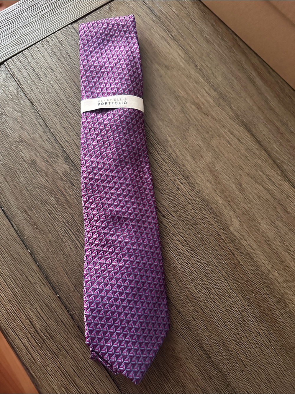 Perry Ellis Purple Geometric Silk Tie